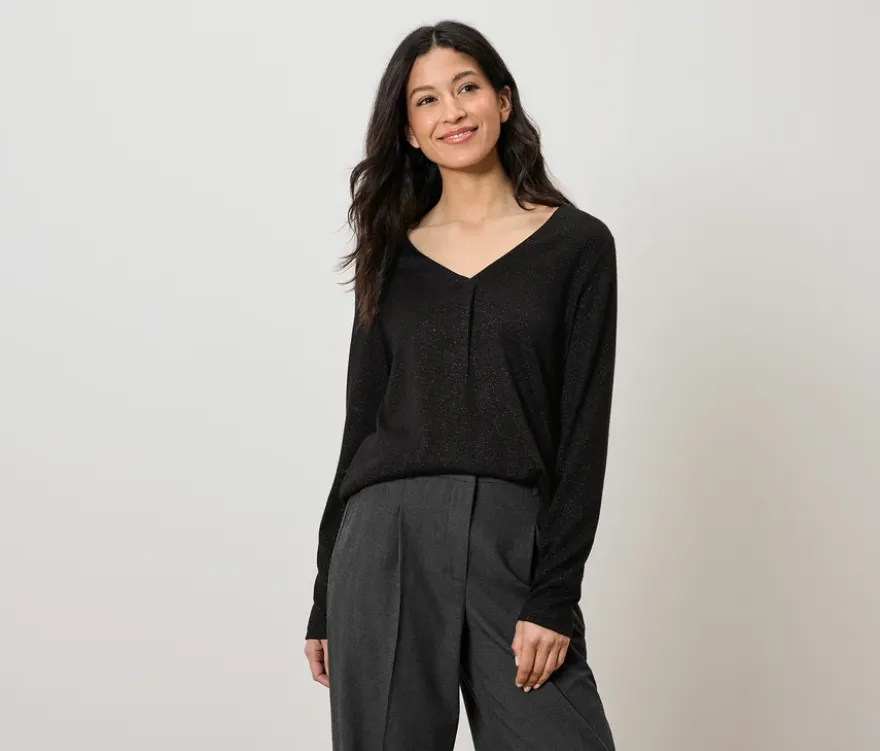 Glitzerndes Blusenshirt, schwarz
