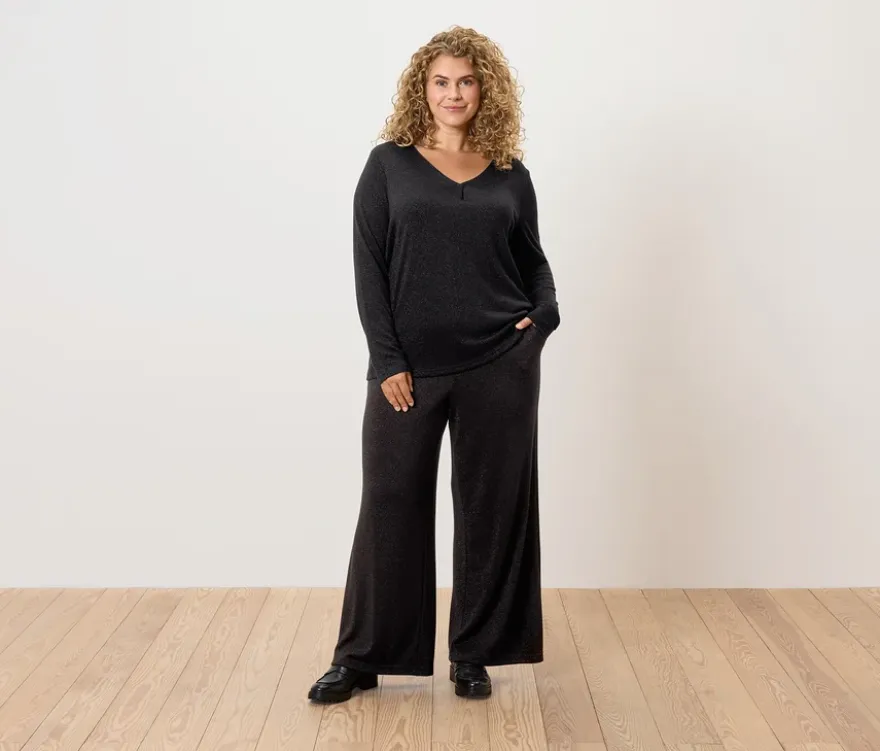 Glitzerndes Blusenshirt, schwarz