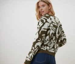 Grobstrick-Cardigan mit Jacquard