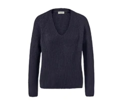 Grobstrick-Pullover mit Wolle, dunkelblau