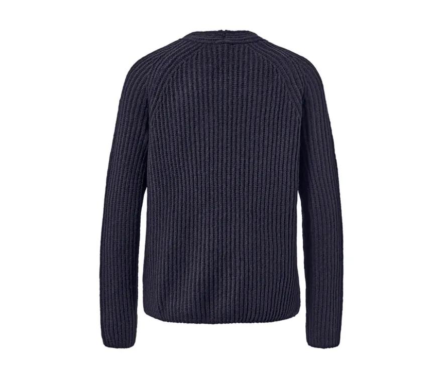 Grobstrick-Pullover mit Wolle, dunkelblau