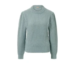 Grobstrick-Pullover mit Wolle, rauchblau