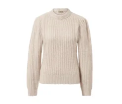 Grobstrick-Pullover mit Wolle, creme