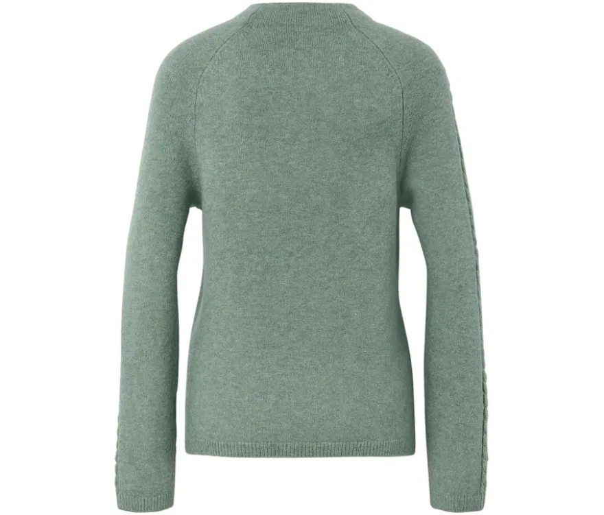 Grobstrickpullover mit Zopfmuster, salbei