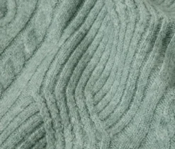 Grobstrickpullover mit Zopfmuster, salbei