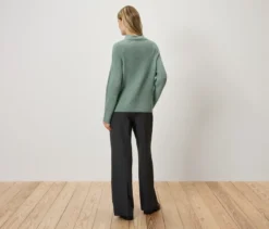 Grobstrickpullover mit Zopfmuster, salbei