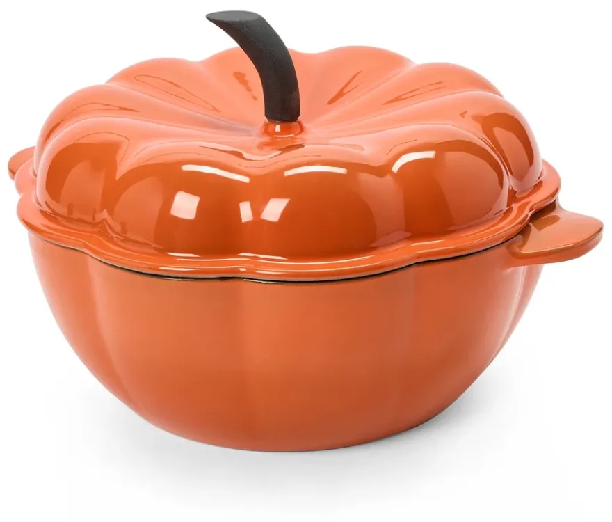 Gusseisen-Topf in Kürbisform, orange