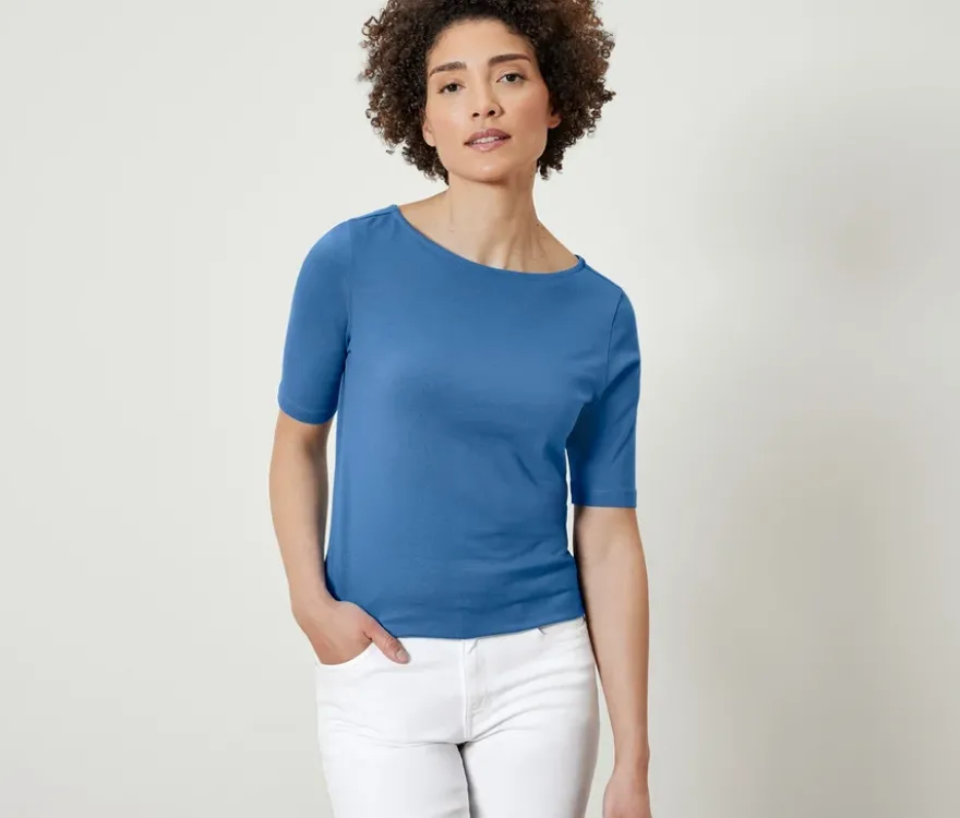 Halbarmshirt, blau