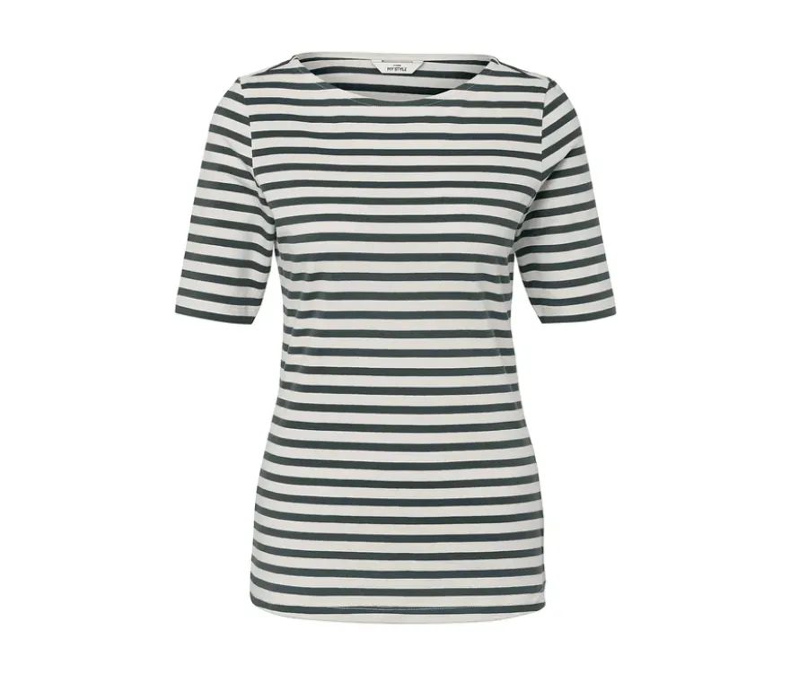 Halbarmshirt, grün gestreift