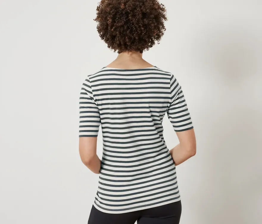 Halbarmshirt, grün gestreift