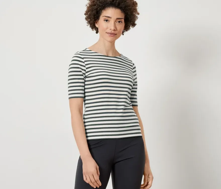 Halbarmshirt, grün gestreift