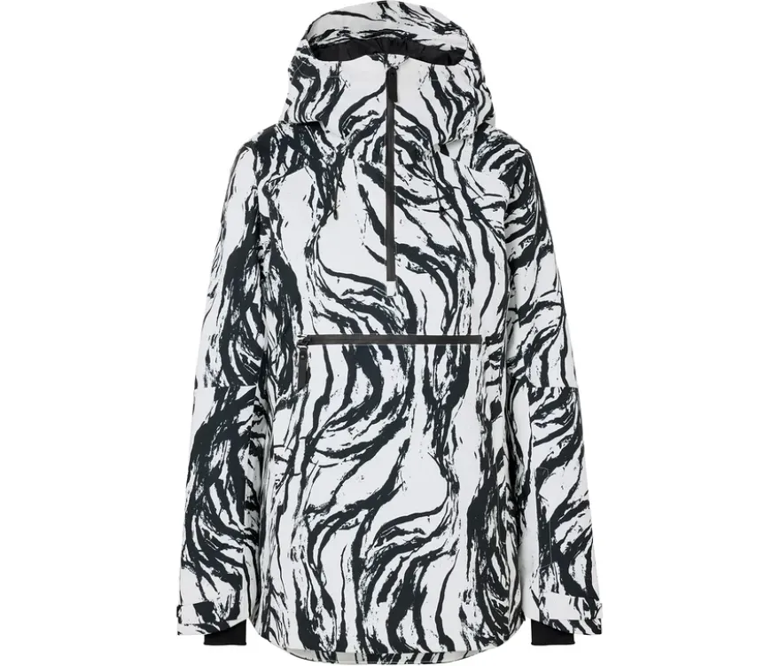 Halfzip-Skijacke, schwarz/weiß
