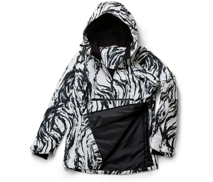 Halfzip-Skijacke, schwarz/weiß