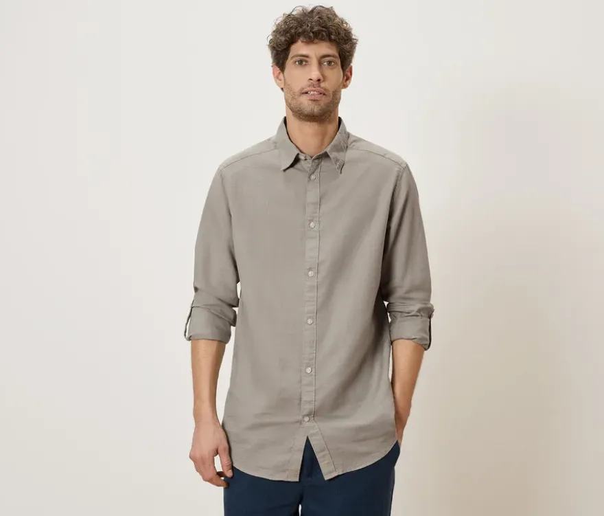 Hemd mit Leinen, beige