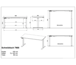 Höhenverstellbarer Schreibtisch »Lissabon«, 160 cm, Eiche/Schwarz