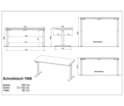 Höhenverstellbarer Schreibtisch »Lissabon«, 160 cm, kaschmir/schwarz