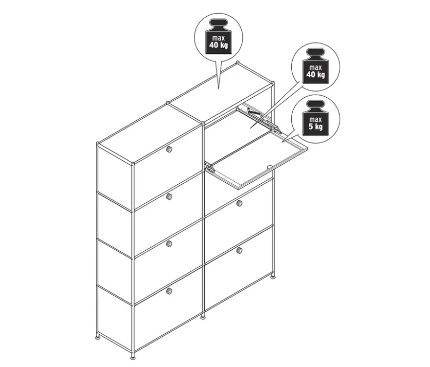 Highboard »CN3« mit 8 Klappen, grau