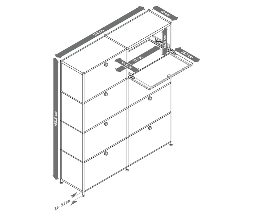 Highboard »CN3« mit 8 Klappen, schwarz