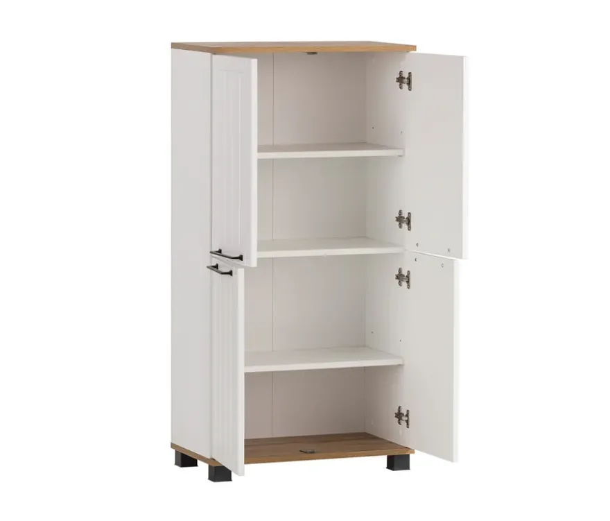 Highboard »Jelda«, matt weiß und Eiche-Dekor
