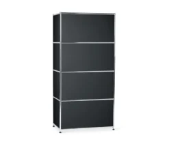 Highboard Metall »CN3« mit 4 Klappenfächern, schwarz