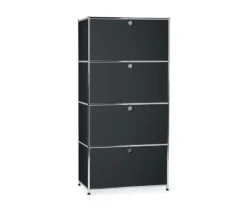 Highboard Metall »CN3« mit 4 Klappenfächern, schwarz