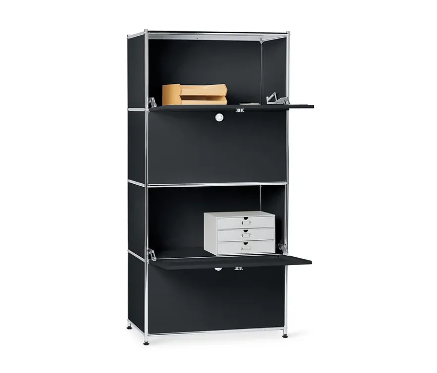 Highboard Metall »CN3« mit 4 Klappenfächern, schwarz
