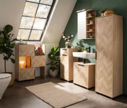 Highboard »Piazza«, Eichen-Dekor/Fischgräten-Dekor