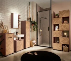 Highboard »Piazza«, mauve/Fischgräten-Dekor