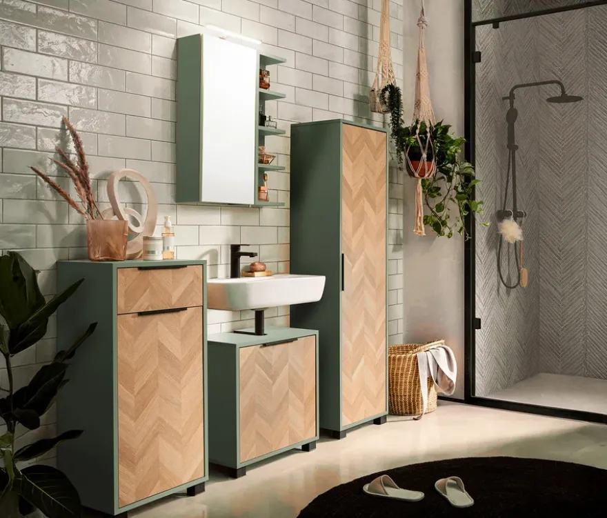 Highboard »Piazza«, pistazie/Fischgräten-Dekor