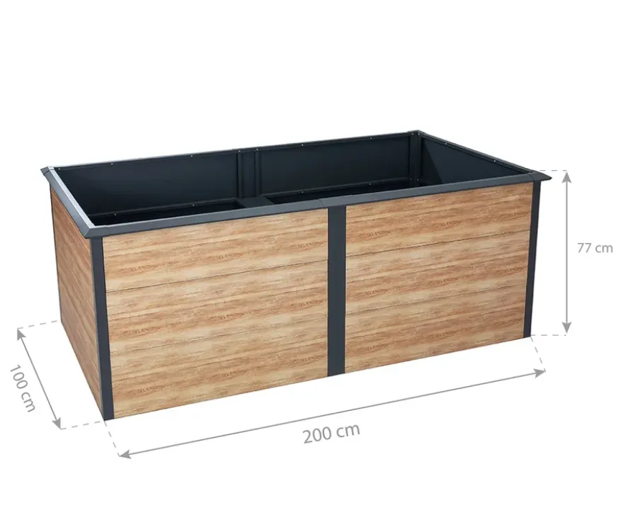 Hochbeet Schneckenschutz, ca. 200 cm, Holzoptik