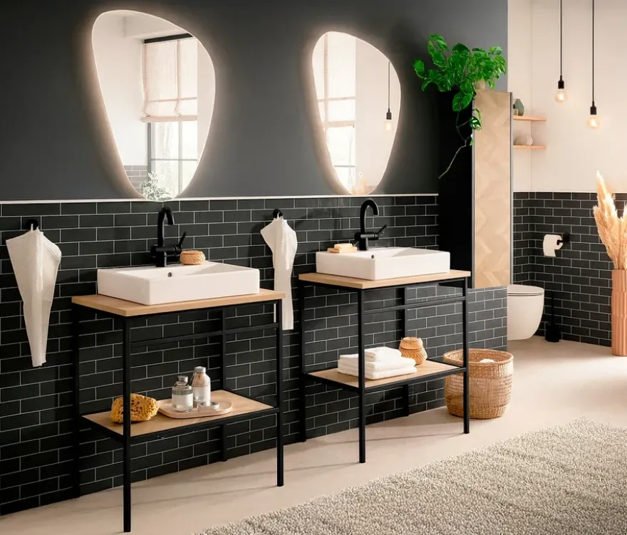 Hochschrank »Lorna«, Fischgräte, schwarz