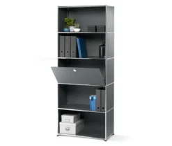 Hohes Regal Metall »CN3« mit Klappenfach, grau