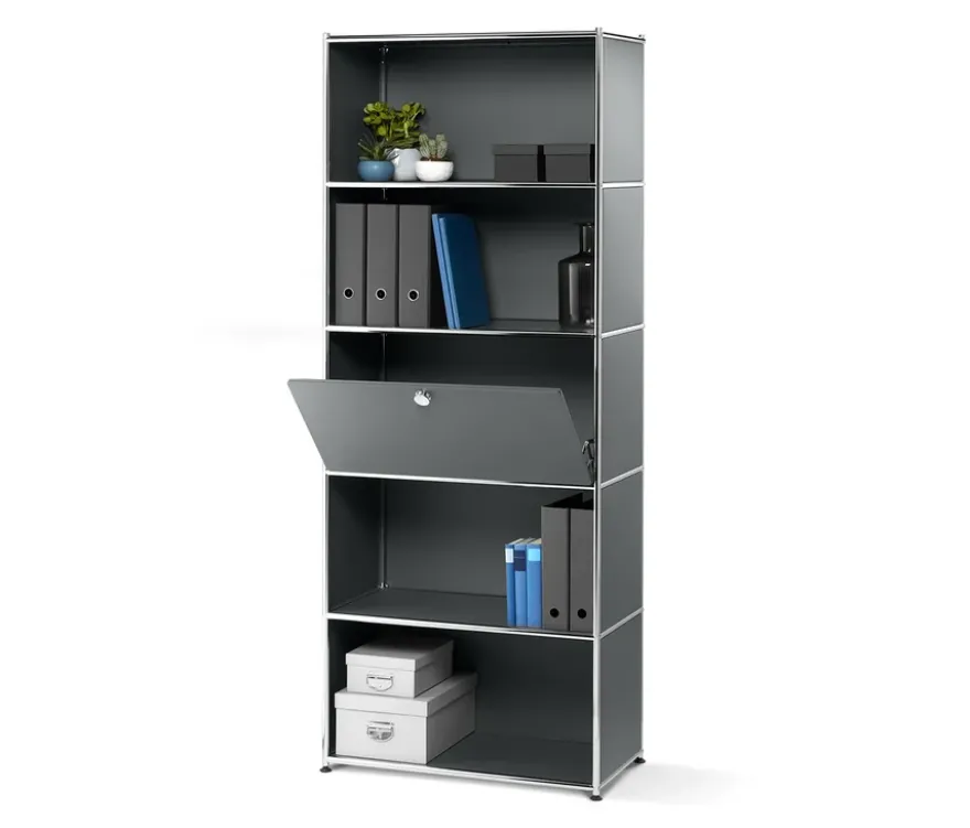 Hohes Regal Metall »CN3« mit Klappenfach, grau
