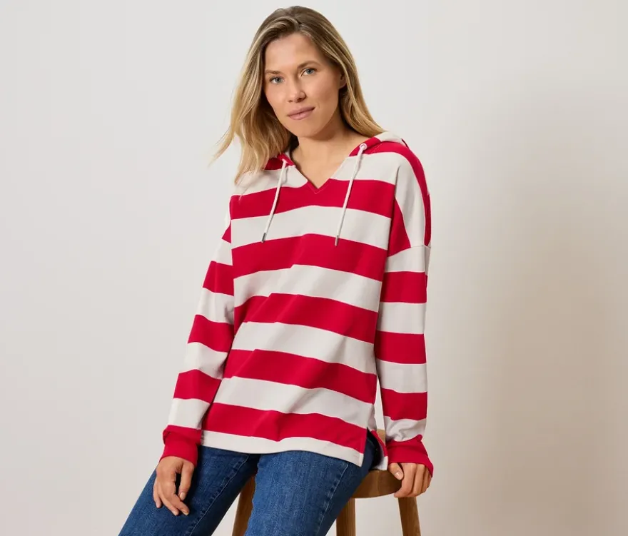Hoodie, rot gestreift