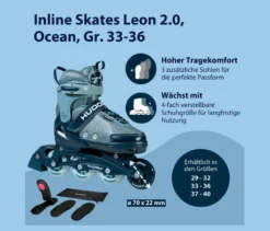 HUDORA Inline Skates »Leon 2.0«, Gr. 33–36