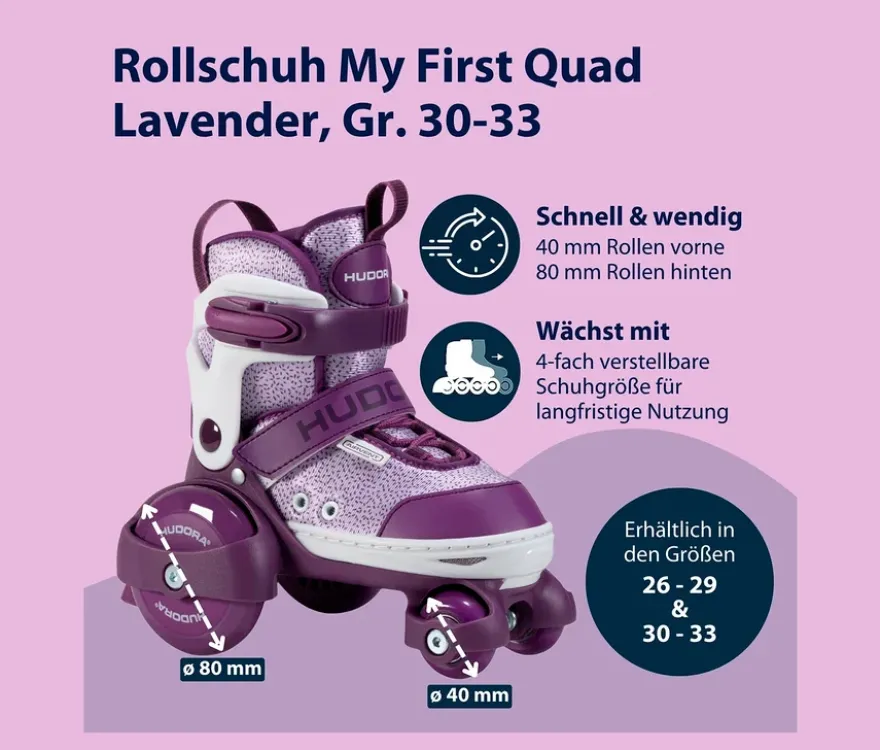 HUDORA Rollschuhe »My First Quad«, Gr. 30–33, lavender