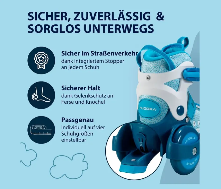 HUDORA Rollschuhe »My First Quad«, Gr. 30–33, cyan