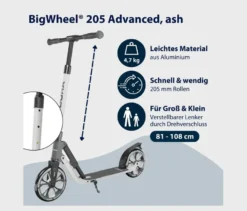 HUDORA Scooter»BigWheel® 205« advanced, grau-weiß