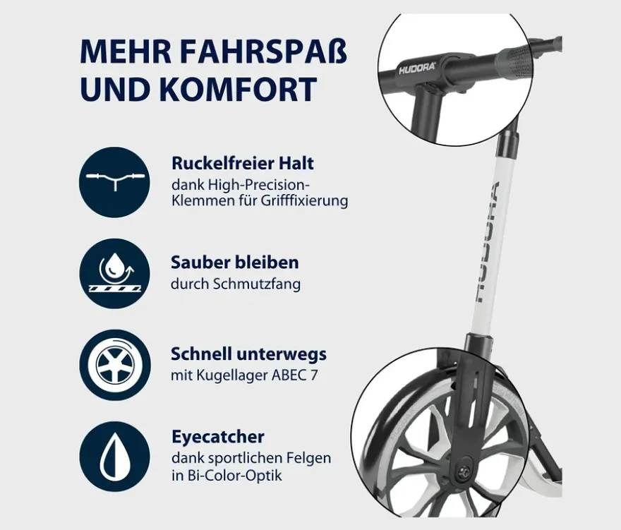 HUDORA Scooter»BigWheel® 205« advanced, grau-weiß