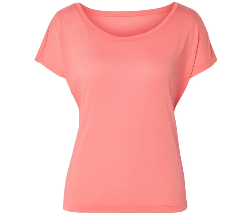 2-in-1-Kurzarm-Sportshirt, korallenrot/pfirsich