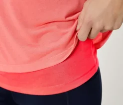 2-in-1-Kurzarm-Sportshirt, korallenrot/pfirsich