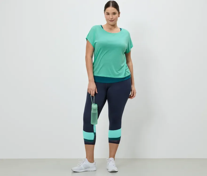 2-in-1-Kurzarm-Sportshirt, petrol/türkis