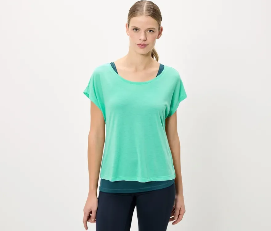 2-in-1-Kurzarm-Sportshirt, petrol/türkis