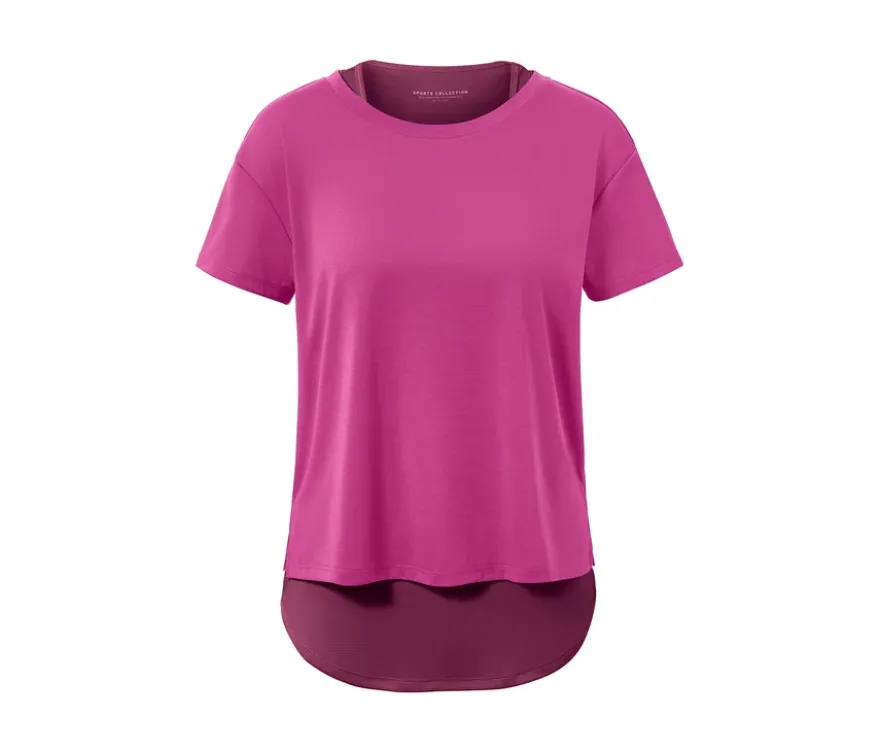 2-in-1-Kurzarm-Sportshirt, pink