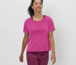 2-in-1-Kurzarm-Sportshirt, pink