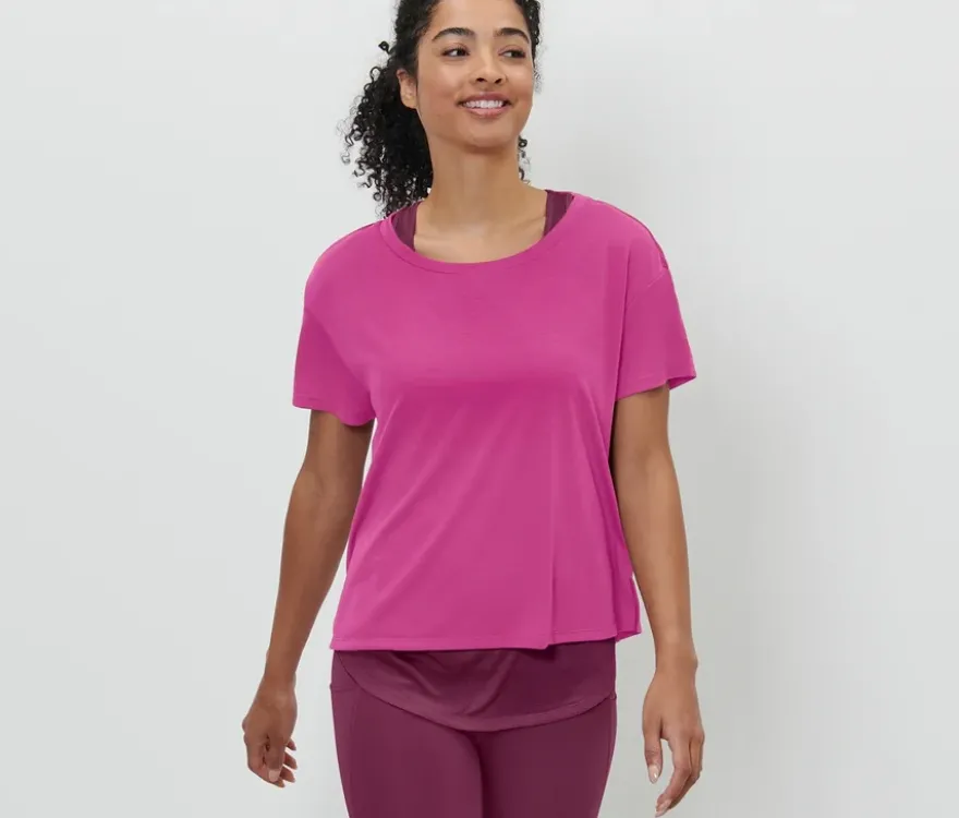 2-in-1-Kurzarm-Sportshirt, pink