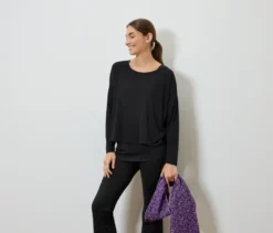 2-in-1-Sportshirt, schwarz