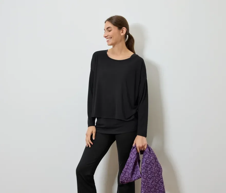 2-in-1-Sportshirt, schwarz