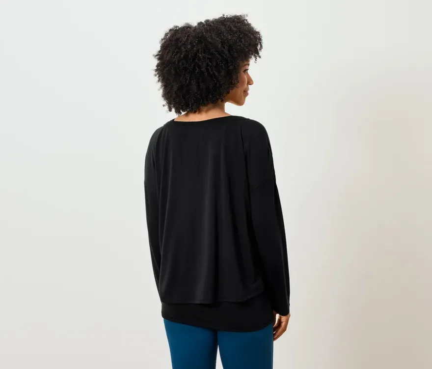 2-in-1-Sportshirt, schwarz