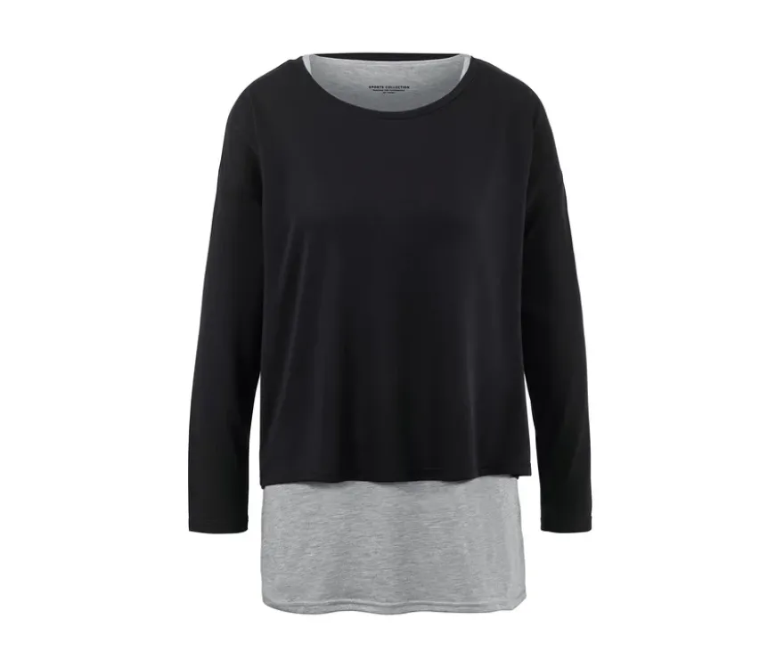 2-in-1-Sportshirt, schwarz